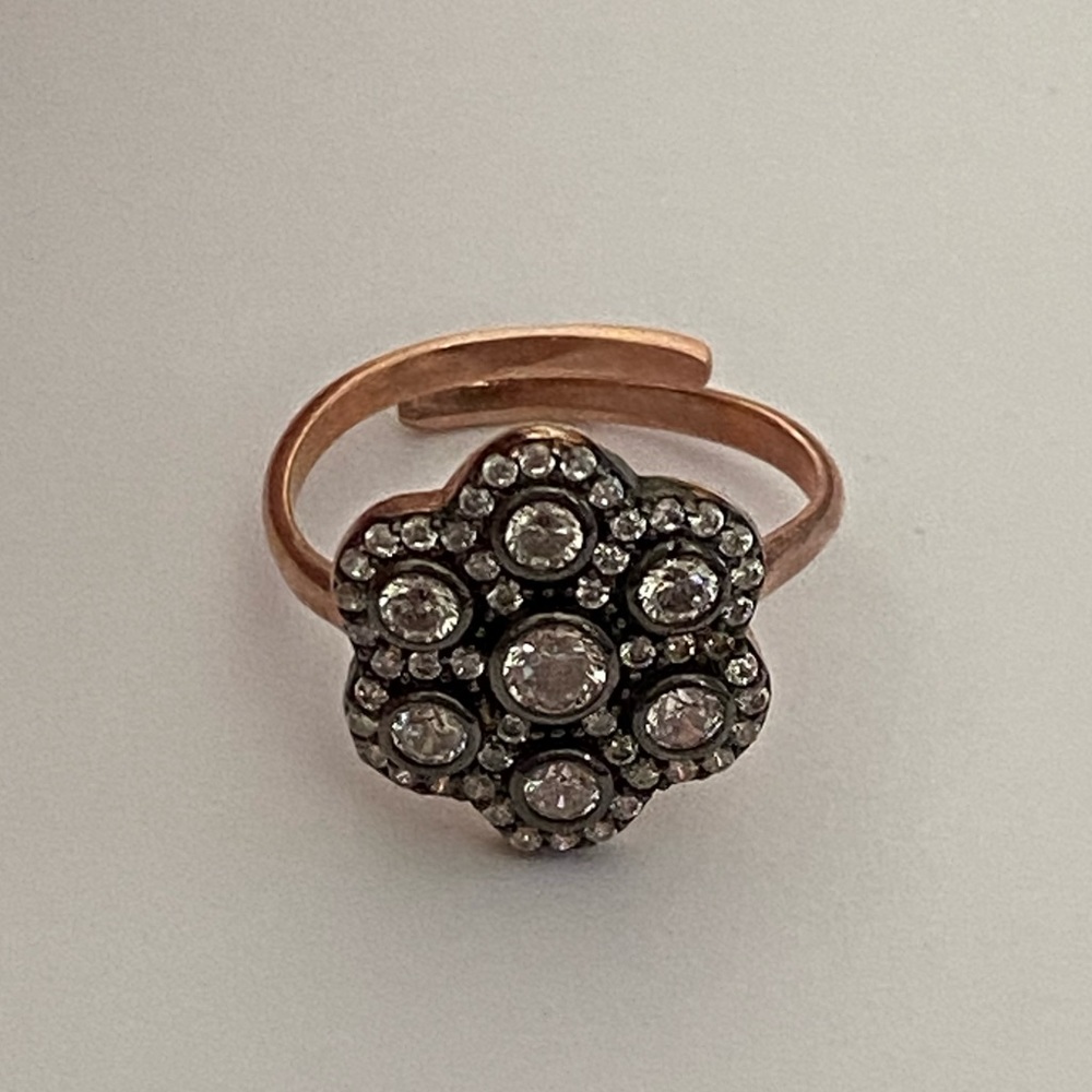925 Silver ring clear cubic zirconia cz stones 14k rose gold plated